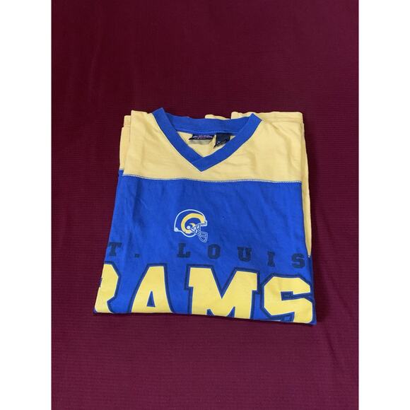 Vintage 1997 St. Louis Rams NFL Active Blue Yellow Half Sleeve Shirt Sz Large - Picture 6 of 6